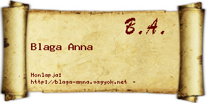 Blaga Anna névjegykártya