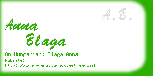anna blaga business card
